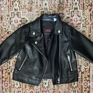 Zara Black Biker Jacket with Silver Accents